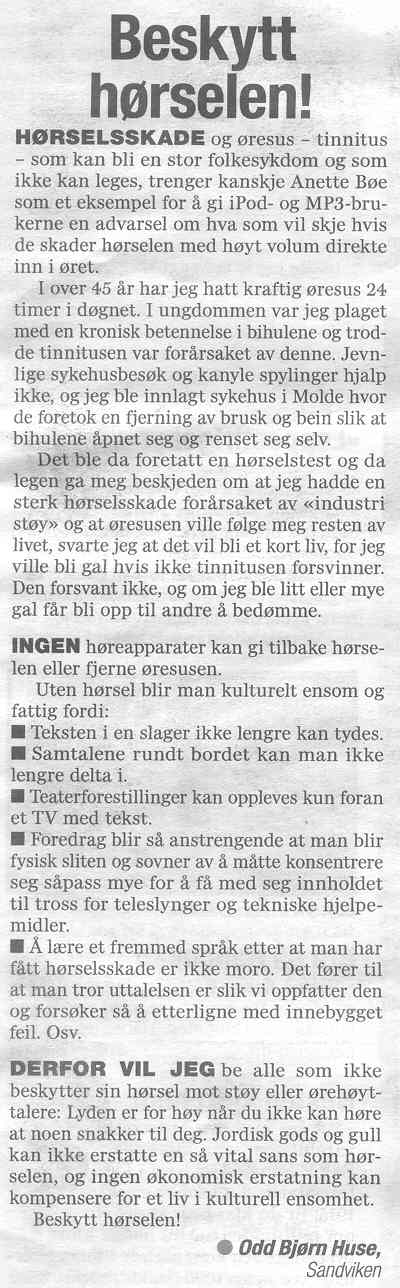 Odd Bjrn Huse innlegget i BA061009